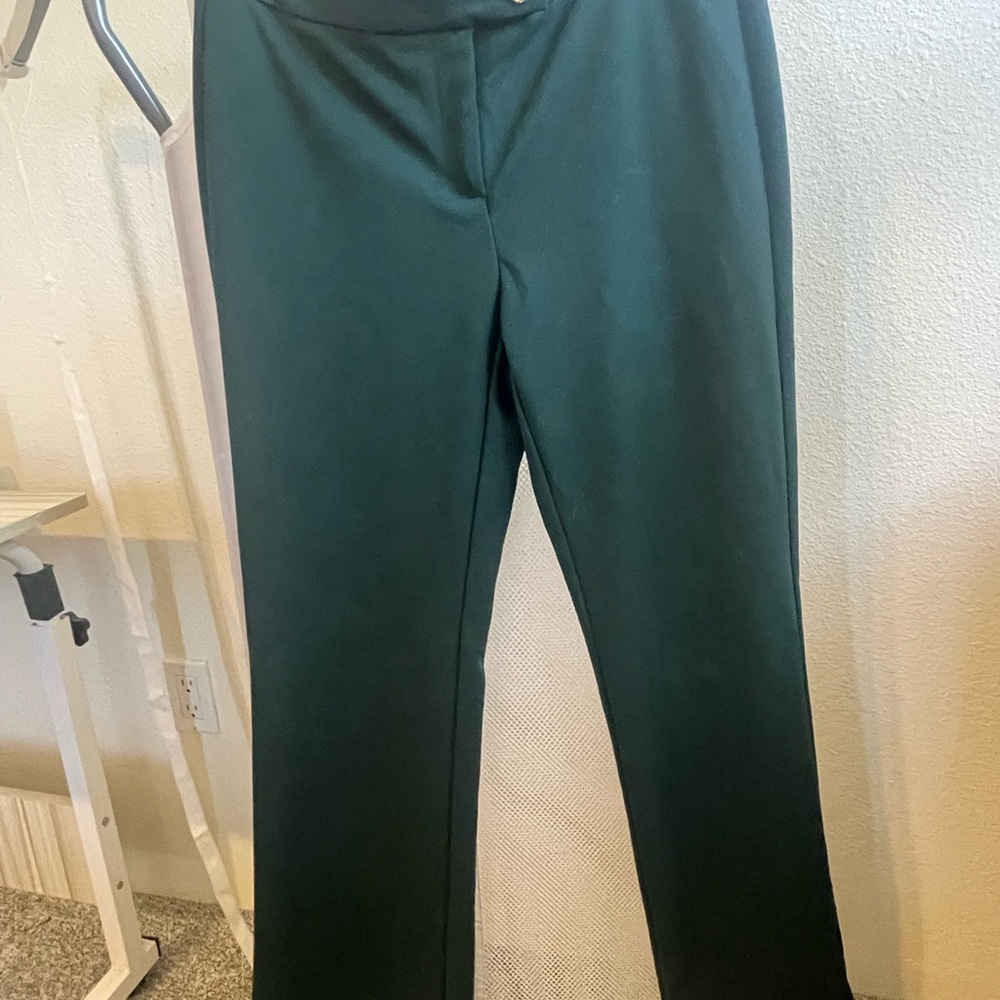 Anne Klein Dark Green Wide Leg Pants